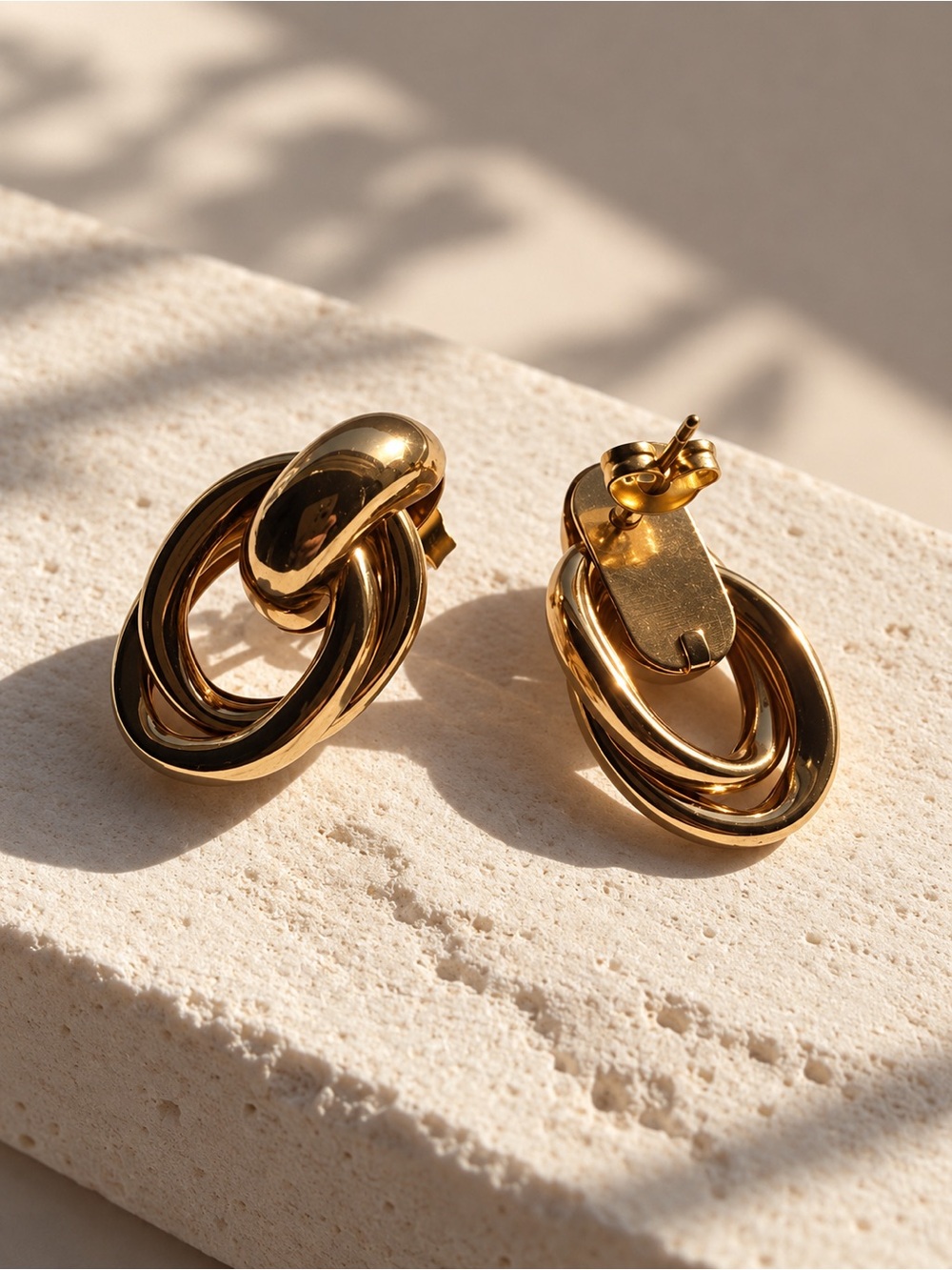 Gold Plated Interlocking Hoop Clip-On Earrings